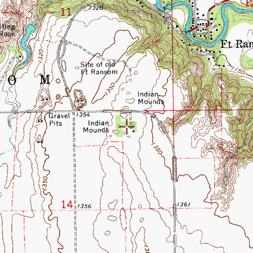 Topographic Map of Fort Ransom Elementary School, ND