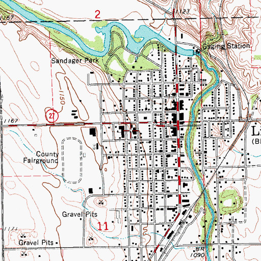 Topographic Map of Lisbon Middle School, ND