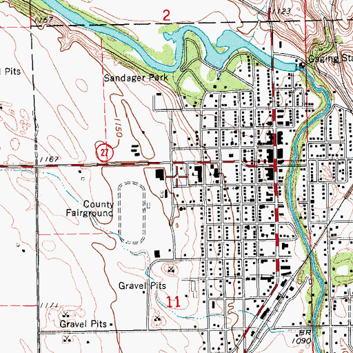 Topographic Map of Lisbon High School, ND