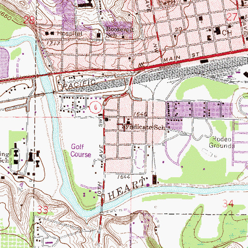 Topographic Map of Mary Stark Elementary School, ND