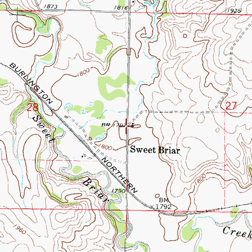 Topographic Map of Sweet Briar School, ND