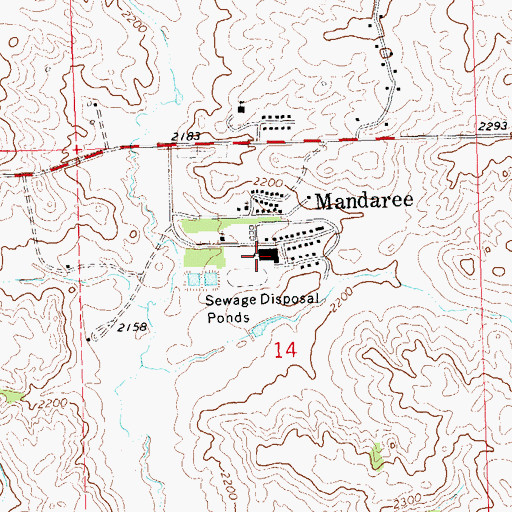 Topographic Map of Mandaree Public School, ND