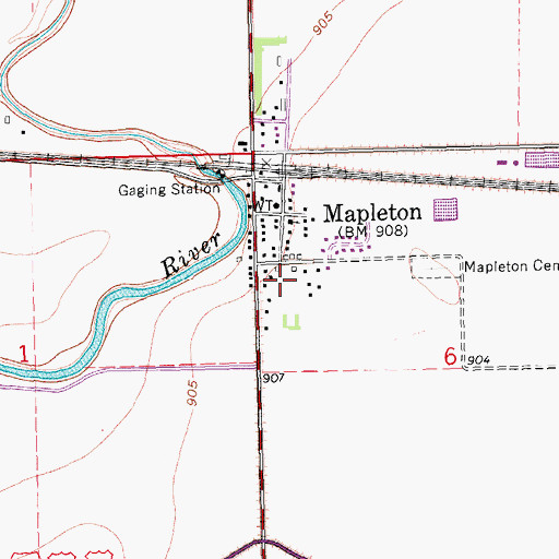 Topographic Map of Mapleton Elementary School, ND