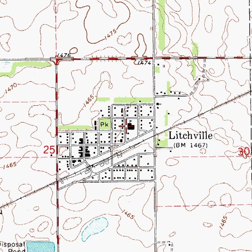 Topographic Map of Litchville-Marion Elementary School, ND