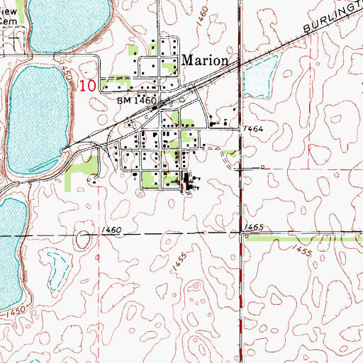 Topographic Map of Litchville-Marion High School, ND