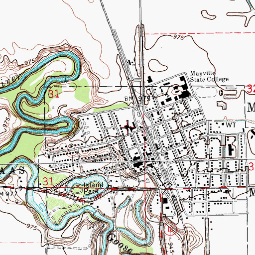 Topographic Map of Peter Boe Junior Elementary School, ND