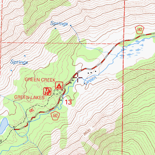 Topographic Map of Green Creek Summer Home Area, CA