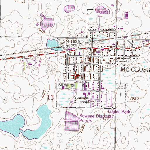 Topographic Map of McClusky High School, ND