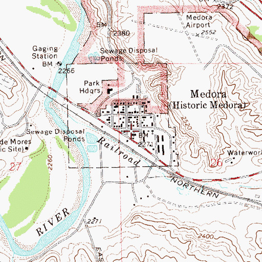 Topographic Map of DeMores Elementary School, ND