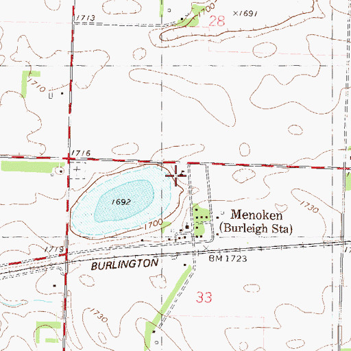 Topographic Map of Menoken Elementary School, ND