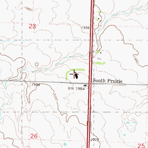 Topographic Map of South Prairie Elementary School, ND