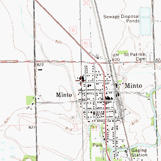 Topographic Map of Minto Elementary School, ND