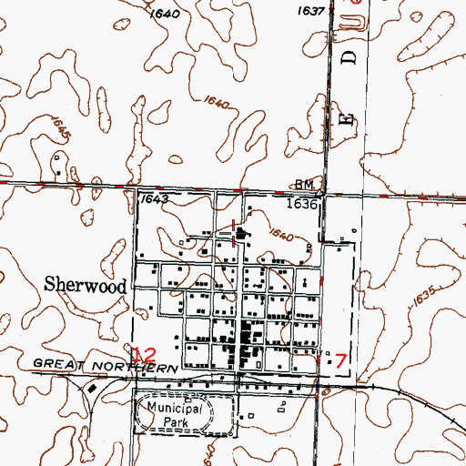 Topographic Map of MLS-Sherwood Elementary School, ND