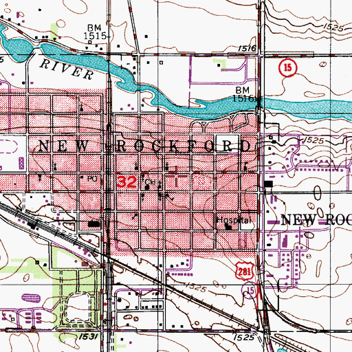 Topographic Map of New Rockford-Sheyenne Public School, ND