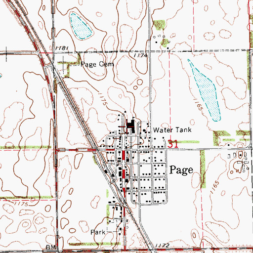 Topographic Map of Page Elementary School, ND