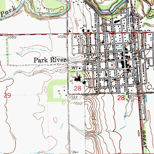 Topographic Map of Park River Elementary School, ND