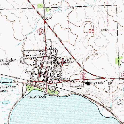 Topographic Map of Powers Lake Elementary School, ND