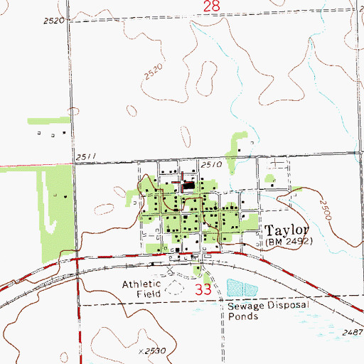 Topographic Map of Taylor-Richardton Elementary School, ND