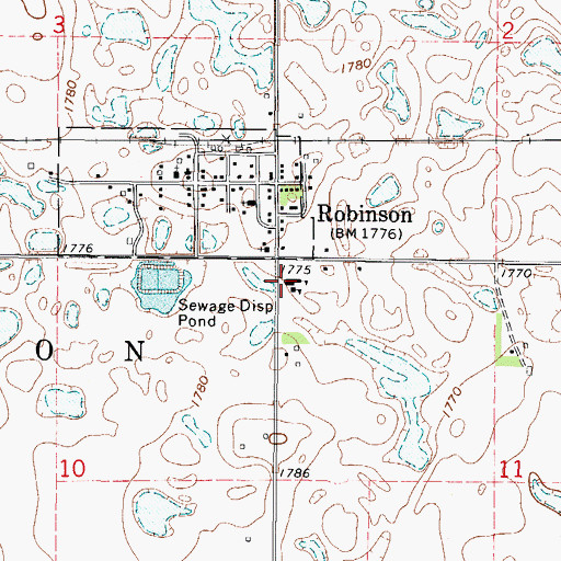 Topographic Map of Robinson Elementary School, ND