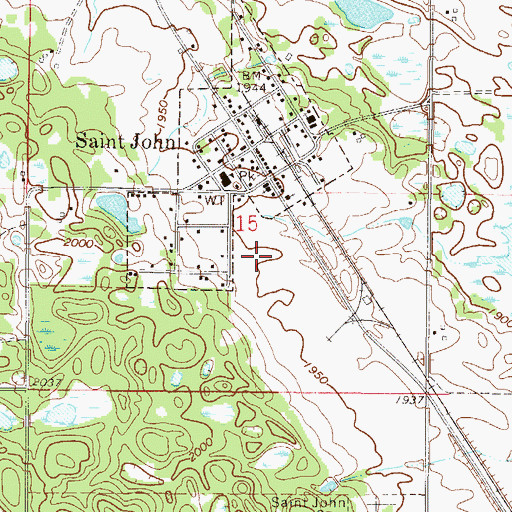 Topographic Map of Saint John Public School, ND