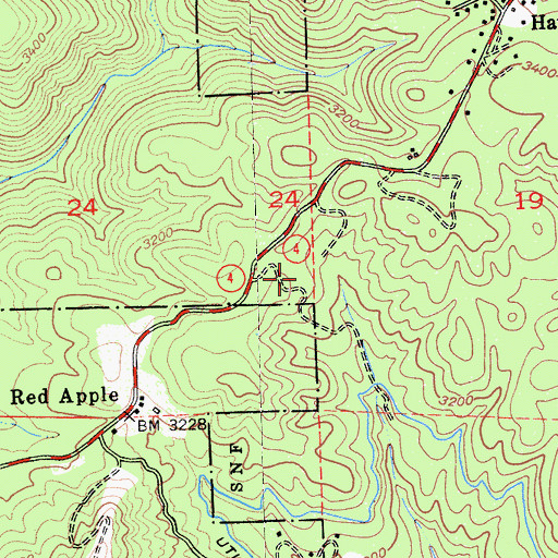 Topographic Map of Crescent Cove Campground, CA