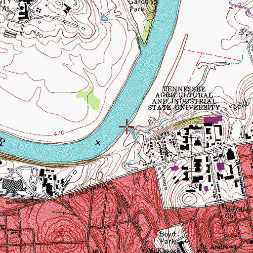 Topographic Map of Philips Branch, TN