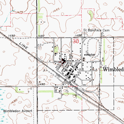 Topographic Map of Barnes County North-Wimbledon/Courtenay Public School (historical), ND