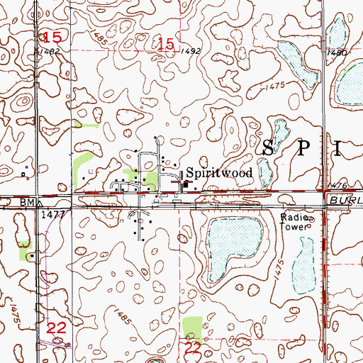 Topographic Map of Barnes County North-Spiritwood Elementary School (historical), ND