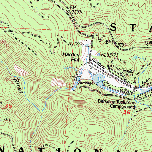 Topographic Map of Yosemite Lakes Park Campground, CA