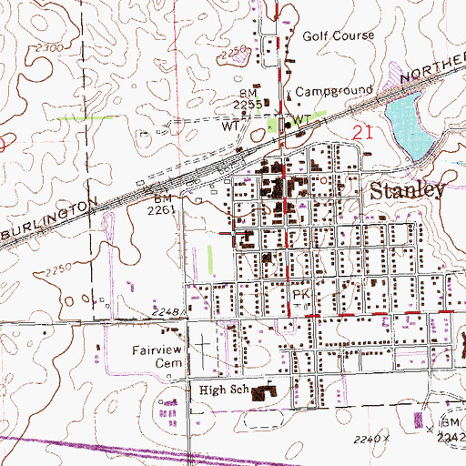 Topographic Map of Stanley Elementary School, ND