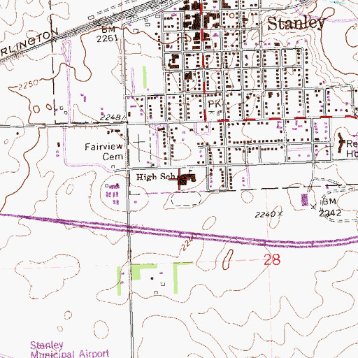 Topographic Map of Stanley High School, ND