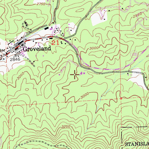 Topographic Map of Tenaya School, CA