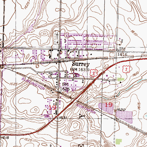 Topographic Map of Surrey Public School, ND