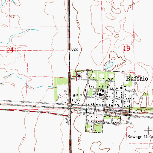 Topographic Map of West Elementary School, ND