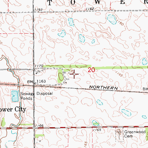 Topographic Map of Wheatland Colony School, ND