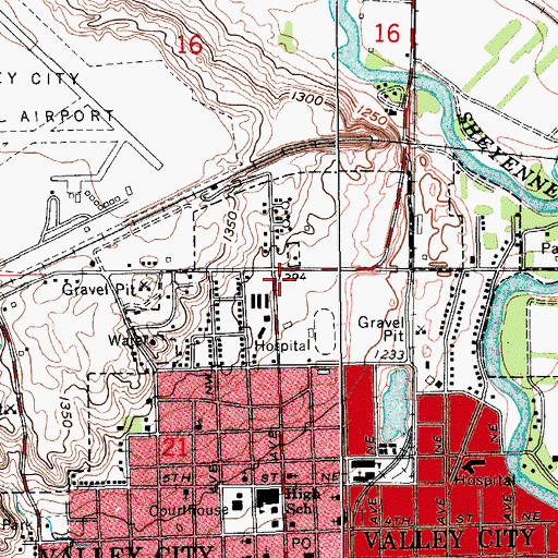 Topographic Map of Jefferson Elementary School, ND