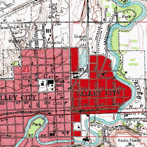 Topographic Map of Saint Catherine Elementary School, ND