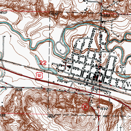 Topographic Map of Velva Public School, ND