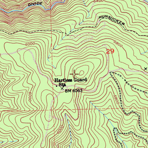 Topographic Map of Hartless Mountain, CA