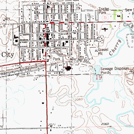 Topographic Map of Watford City Elementary School, ND