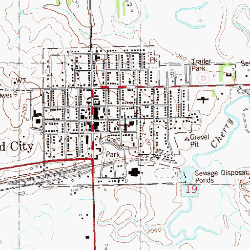 Topographic Map of Watford City High School, ND