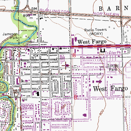 Topographic Map of Clayton A Lodoen Kindergarten Center, ND
