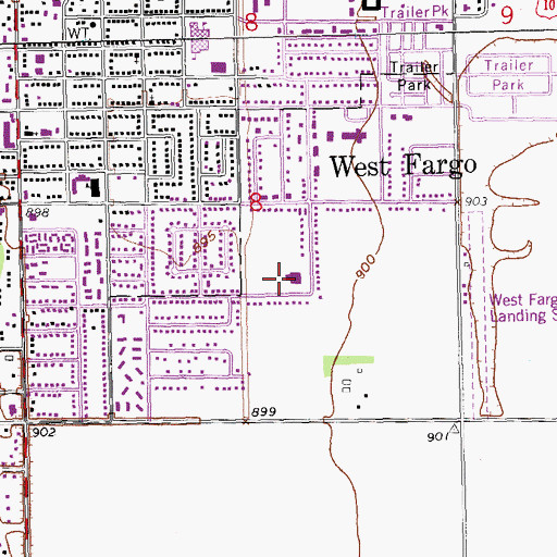 Topographic Map of Eastwood Elementary School, ND