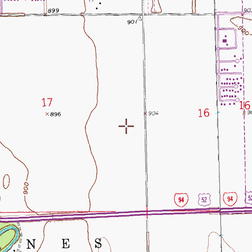 Topographic Map of Cheney Middle School, ND