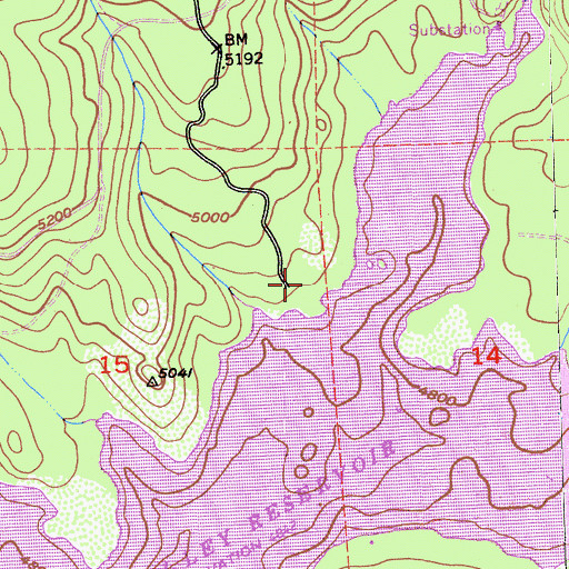 Topographic Map of Yellow Jacket Campground, CA