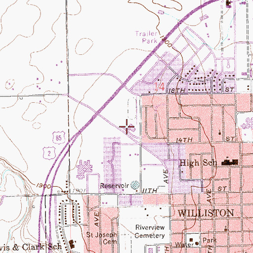 Topographic Map of Wilkinson Elementary School, ND