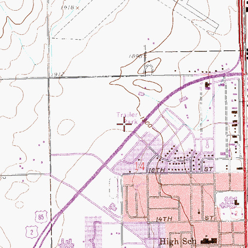 Topographic Map of Del Easton Alternative High School, ND