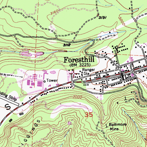 Topographic Map of Foresthill Work Center, CA