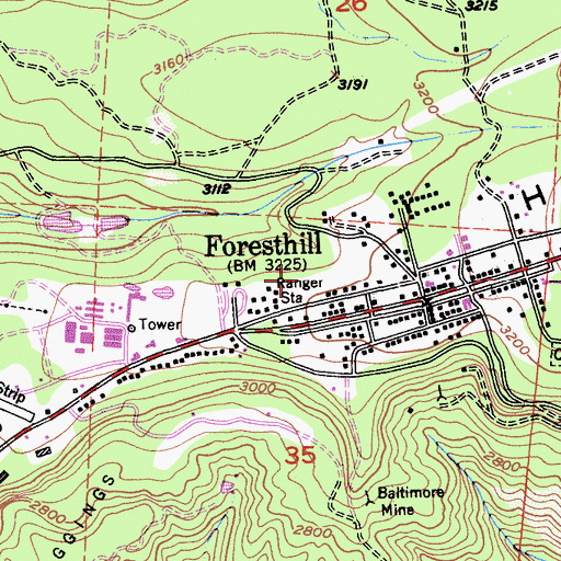 Topographic Map of Foresthill Ranger Station, CA