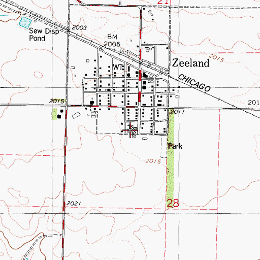 Topographic Map of Zeeland Public School, ND